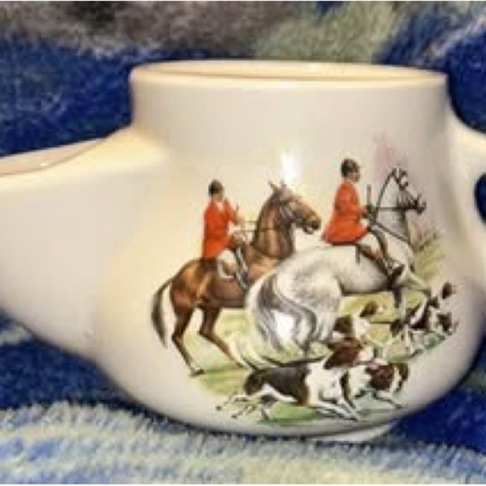 Vintage Scuttle Shaving Mug English Fox Hunt Equestrian